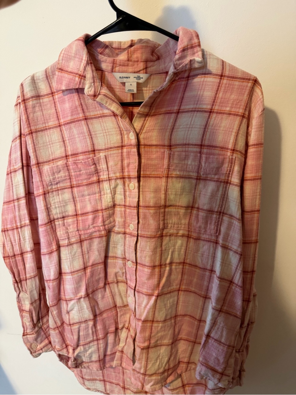 Old Navy Pink and White Plaid Button-Down Shirt